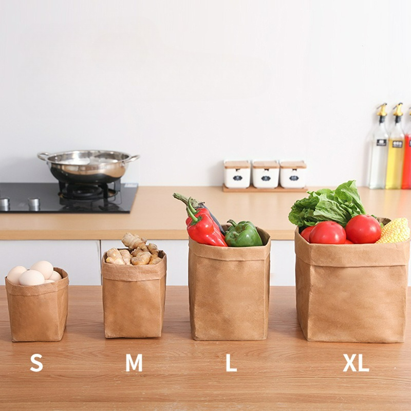 Food Storage Reusable Bags - Torby papierowe kraft, zmywalne torby do