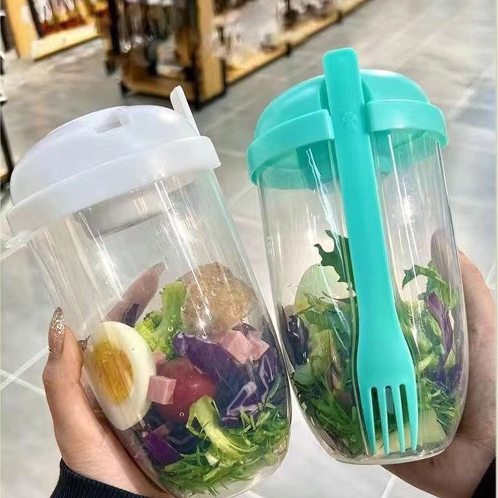 Salad Dressing Bottle - 1PC Biało-zielona przenośna butelka Sałatka Szklanka