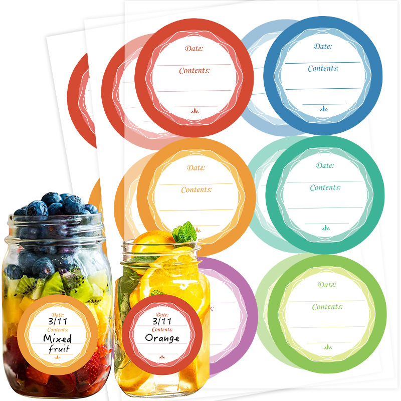 Food Storage Jar Labels - 6 szt. 4CM Wodoodporne, Zdejmowalne Etykiety