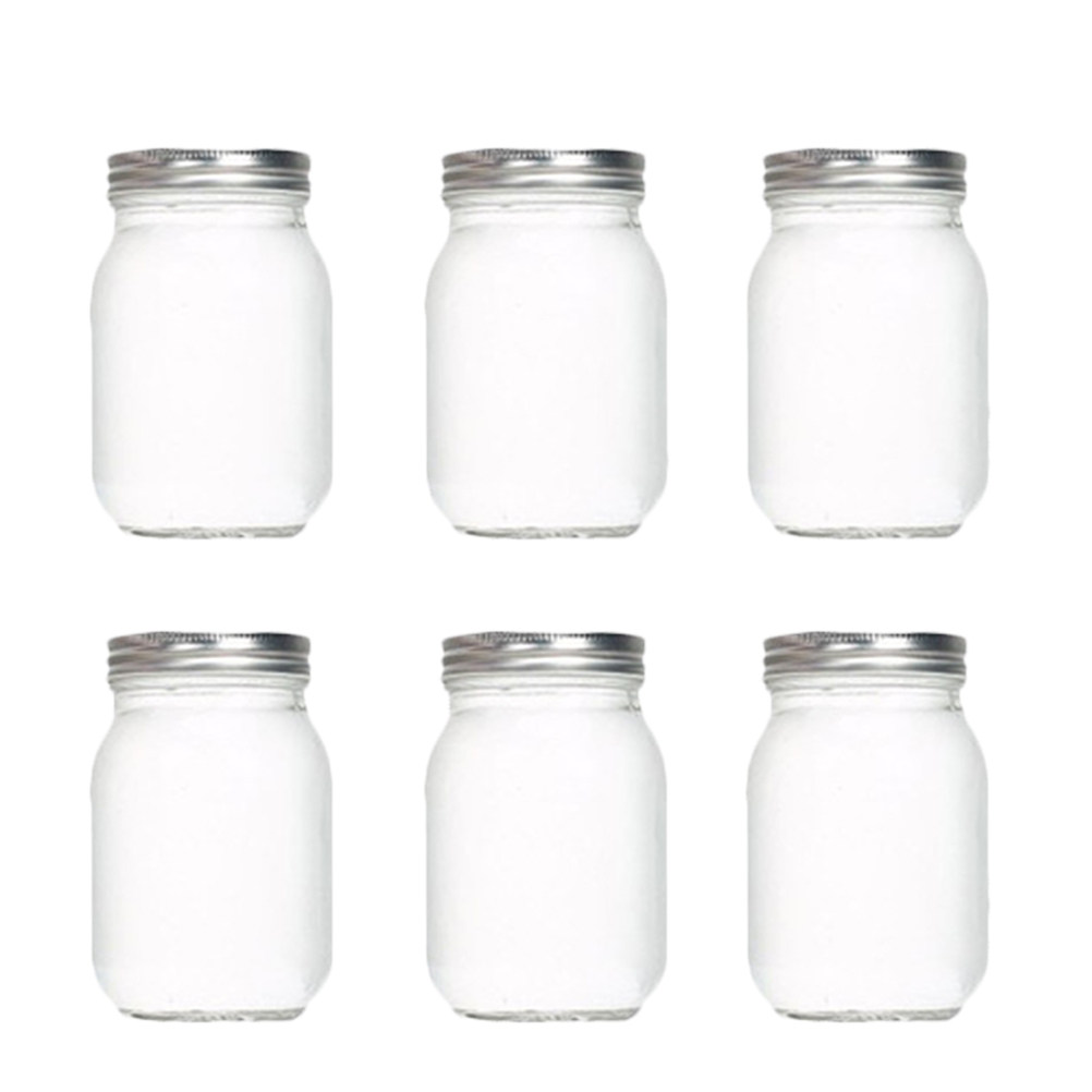 Food Storage Lid - 6 szt. Przezroczystych Okrągłych Szklanych Słoików