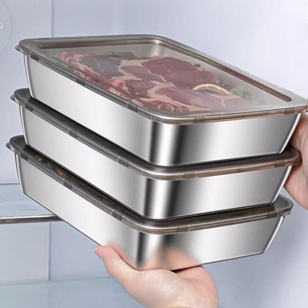 Food Storage Stainless Steel - Taca do serwowania z pokrywką ze