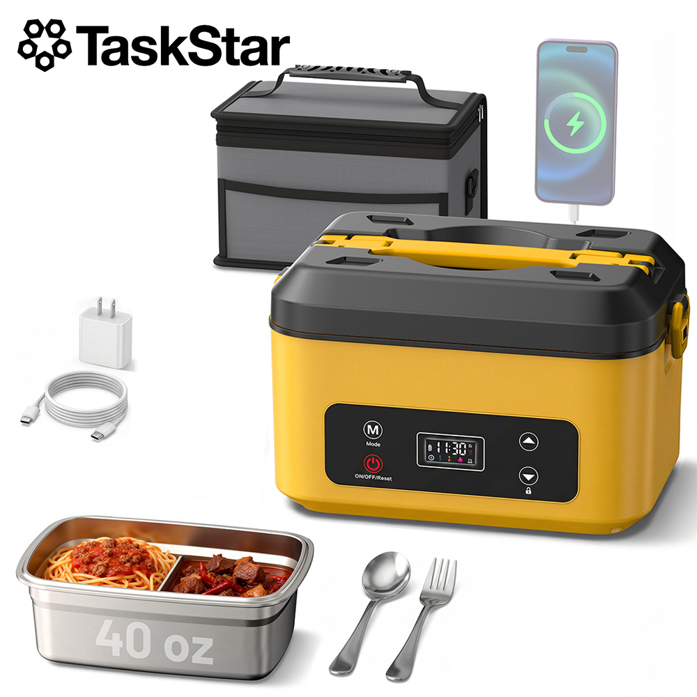 Food Storage Warmer - TaskStar Przenośny Podgrzewany Lunchbox 40oz Bezprzewodowy,