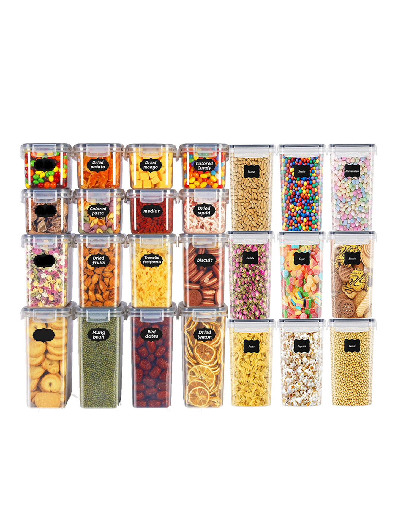 Food Storage Jar Labels - 48 sztuk, szczelne pojemniki do przechowywania
