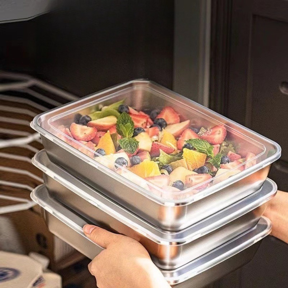 Taca do serwowania z pokrywką  – Food Storage Stainless Steel recenzja i cena