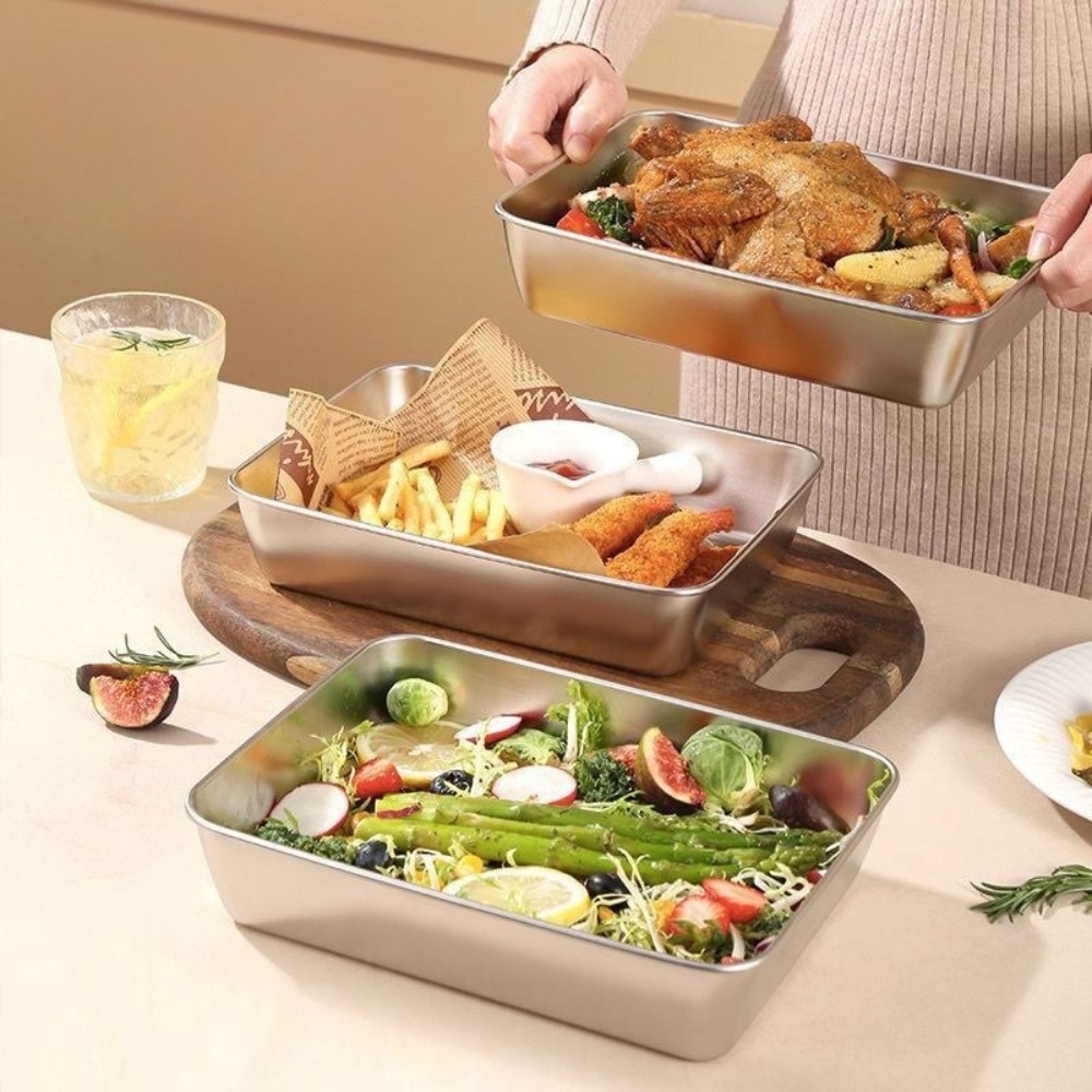 Taca do serwowania z pokrywką  – Food Storage Stainless Steel recenzja i cena
